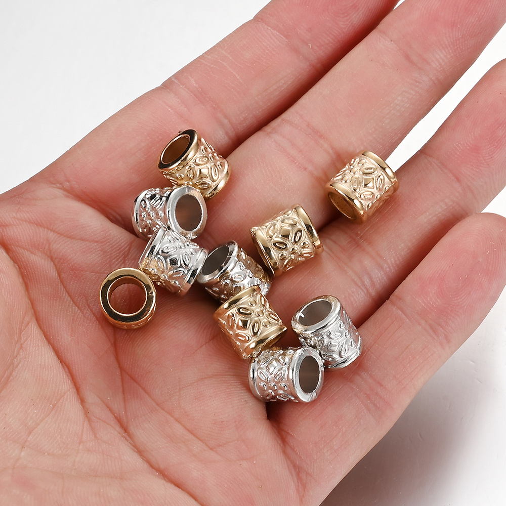 30pcs KC Golden Large Hole Flower Tube Spaced Beads for DIY